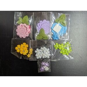 Queen & Co Lot of 6 packs of Felt Flowers and 1 pack of plastic purple flowers